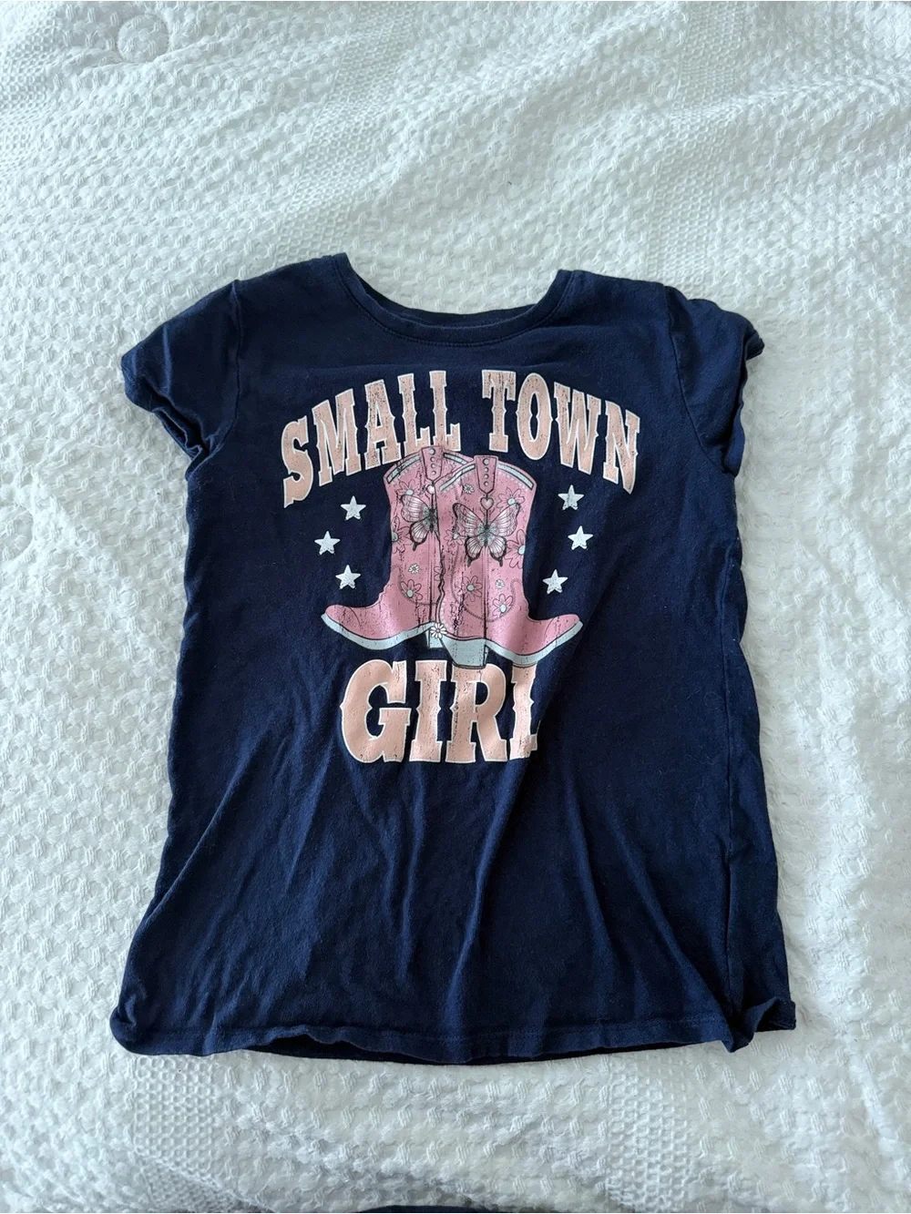 The Children's Place Navy Tee with Pink Boot Graphic - 
